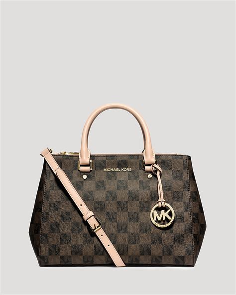 michael kors checkerboard bag black and white|Michael Kors signature tote strap.